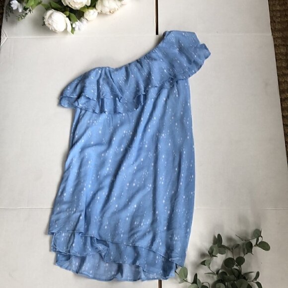 Charles Henry Light Blue Tiered One Shoulder Dress Size Extra Small - Picture 10 of 11